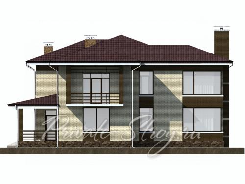 Загородный дом из кирпича - Проект Д-296-1К фасад 1