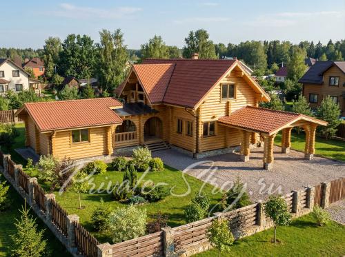 Загородный дом из бревна. Проект Д-211БО  фото